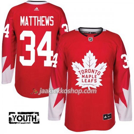 Lapsille NHL Toronto Maple Leafs Pelipaita Auston Matthews 34 Adidas 2017-2018 Rot Alternate Authentic